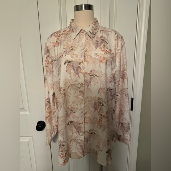 Alex Marie Piper Ltweight Soft Crepe Point Collar Long Sleeve Button Fro… - Picture 1 of 6